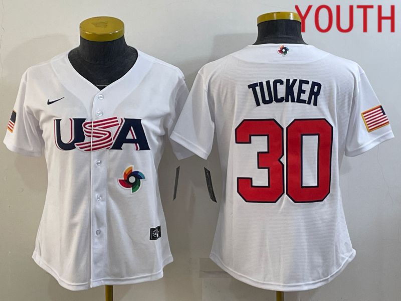 Youth 2023 World Cub USA #30 Tucker White MLB Jersey8